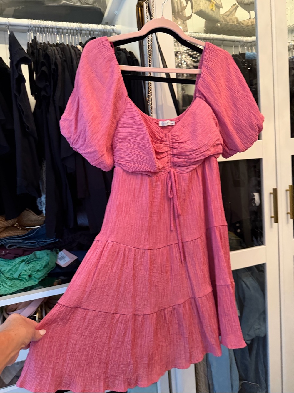 Lush Pink Smocked Square-Neck Top